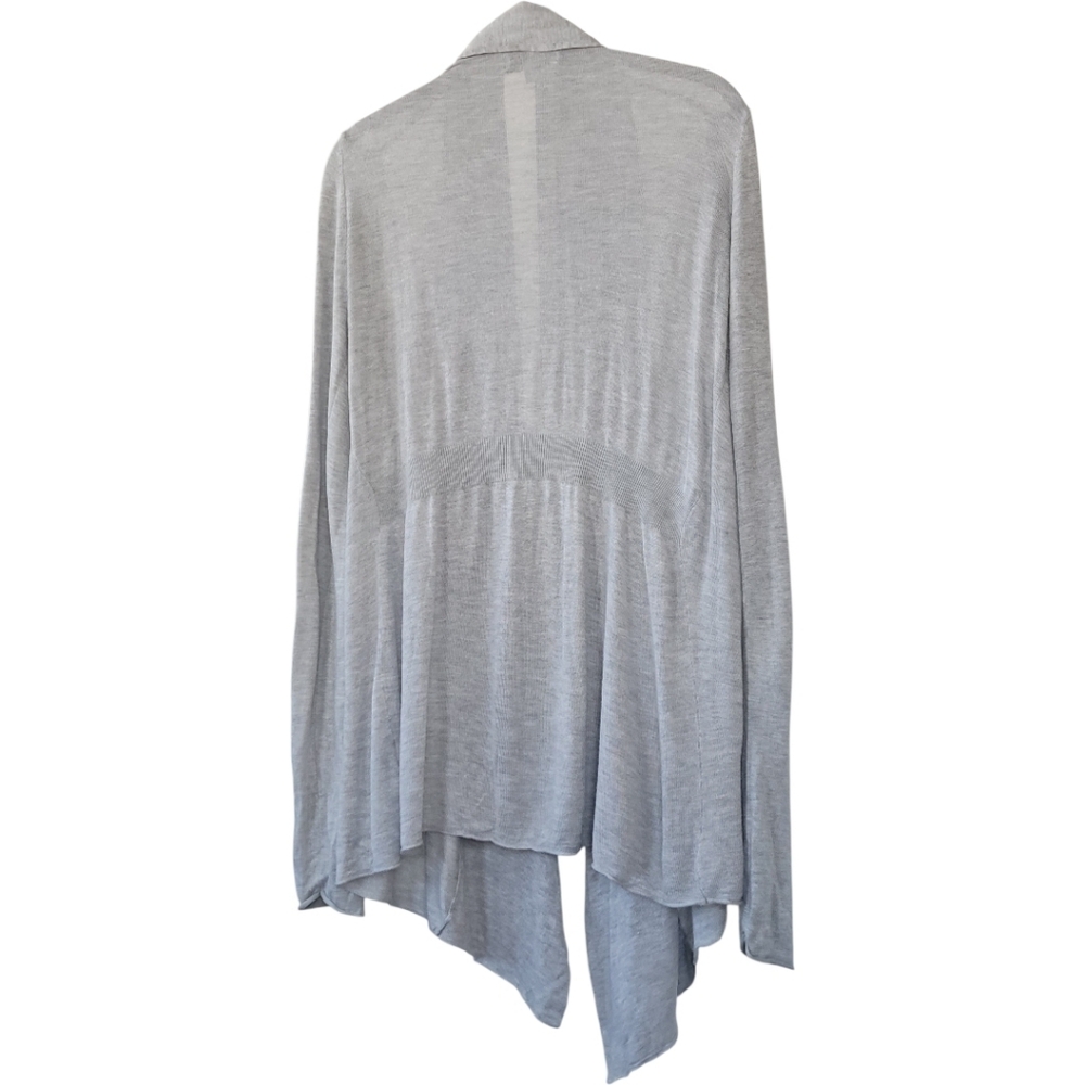 Joan Vass S Open Front Drape Cardigan Sweater Coastal Minimalist Grey - Picture 5 of 9